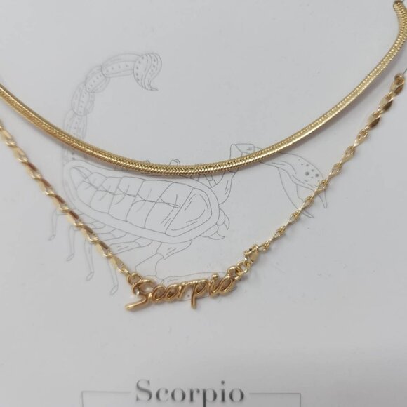 Time And Tru Scorpio Necklace Set 16" & 18" Gold Chains With Extenders - Picture 2 of 6